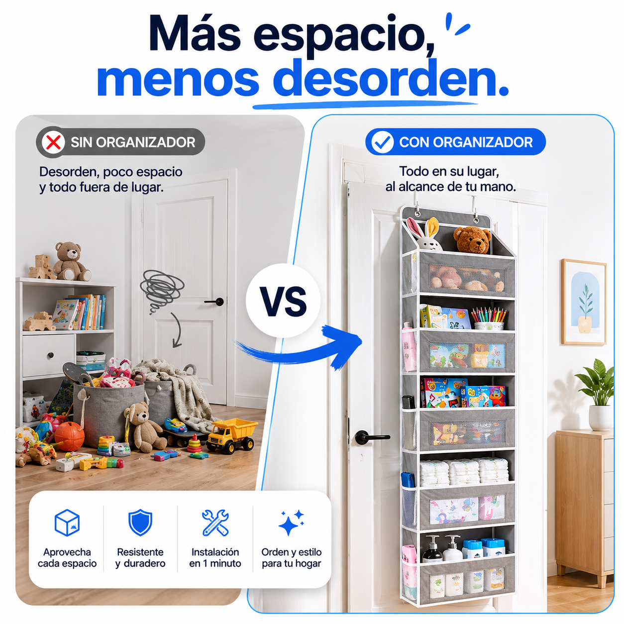Organizador Colgante Premium de 5 Niveles para Puertas | Ahorra Espacio y Elimina el Desorden